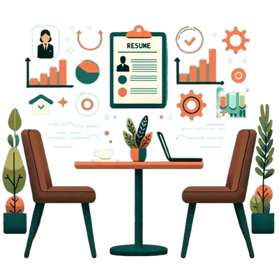 Puste krzesła przed stolikiem z laptopem